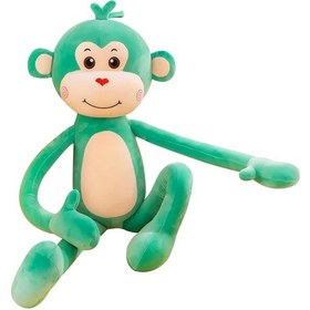 Resim İthal Kumaş Sevimli Maymun Peluş Oyuncak 75 Cm Ekstra Yumuşak Canlı Renkli Uyku Ve Oyun Arkadaşı Yeşil 