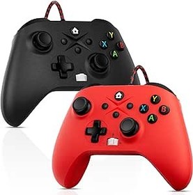 Resim 2 Pack Wired Controller Replacment for Xbox Controller, Compatible with Xbox One, Xbox Series X/S, Xbox One X/S PC Windows with Headphone Jack/Turbo/Macro Function, 10ft Long (Black+Red) 