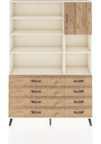 Resim Arges Dolap 8 Raflı 8 Çekmeceli Tek Kapaklı 132x30x195 Aytaşı-çam/çam Atlas Çam/atlas Çam 