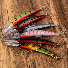 Resim Deniz Balıkçılığı Yemleri İçin 6 Minnow, Uzun Dilli Tekne Balıkçılığı, Büyük Sert Yemler, Derin Dalış Yemleri, İspanyol Uskumru İçin Sürme 