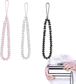 Resim Xspring Cep Telefonu Kordonu, 3 Parça Pırıltılı Kristal Boncuklu Bilek Kordonu, Kadınlar İçin Bileklik Şıklığında, Telefon, Kamera, Çanta ve Anahtarlık İçin Pırıltılı Kordon 