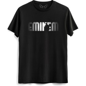 Resim Alfa Tshirt Eminem Dijital Baskılı Çocuk Siyah Tshirt 