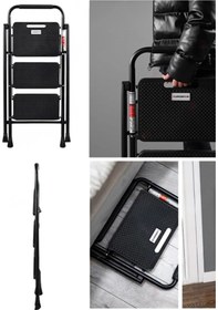 Resim Perilla 51403 Stepla Geniş 3 Basamaklı Katlanır Merdiven Eurotower Siyah 