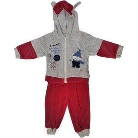 Resim Kız Bebek Alt Üst Takım Gri - Narçiçeği Kapşonlu Kadife 118 Narçiçeği 