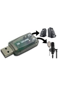 Resim aogo Usb Ses Kartı 3d Sound Tak Kullan Mic Kulaklık Mikrofon Çıkışı Masaüstü Dizüstü Harici Ses Kartı 