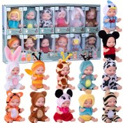 Resim 12 Mini Bebek, 4 İnç Gerçekçi Küçük Hayvan Desenli Elbiseli Bebeğin, Sevimli Çocuk ve Doğum Günü Şov Partisi Hediyesi İçin, Bebek Duşu Dekorasyonları,Fantazi Teması,Yüksek Kaliteli Bebekler,Yumuşak Kumaş,Koleksiyonluk Minyatürler,Küçük İnce Bebek Koleksiyonu,Kızlar için Hediyeler 
