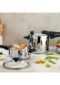 Resim Schafer Gusto Chef 2'li Düdüklü Tencere Seti 4+7l 4 Parça İnox Gümüş 