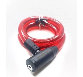 Resim Güçlü Bisiklet Motosiklet Anahtarlı Halat Kilit 12X800 Bisiklet Kilidi 80 cm Kırmızı Renk 