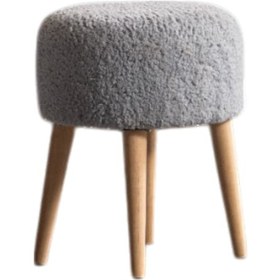 Resim Panda Yuvarlak 4 Ayaklı Çok Amaçlı Puf Gri Gri 