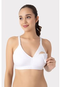 Resim Çıkarılabilir Pedli Emzirme Sütyeni 3'lü Set Beyaz Pamuklu Göğüs Ucu Belli Etmez Beyaz 