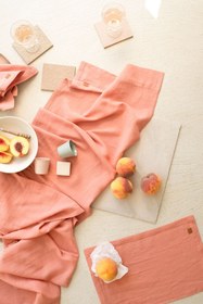 Resim Keten Runner Açık Mercan - Açık Mercan / 45x250 