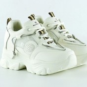 Resim Erkan Saçmacı Ekru Yüksek Taban Spor Fileli Taşlı Bağcıklı Platform Sneaker Ekru 
