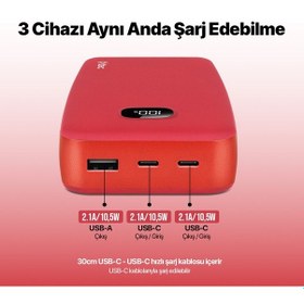 Resim Ttec Chargeup Lcd 20.000mah Taşınabilir Hızlı Şarj Aleti 2BB213GK / Powerbank Kırmızı 