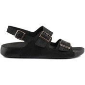 Resim Barcelona Urban Sandals Rahat Yumuşak Tabanlı Erkek Sandalet-siyah Siyah 