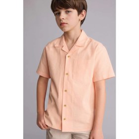 Resim DeFacto Regular Fit Apaş Yaka Poplin Kısa Kollu Gömlek Erkek Çocuk H5738A826HS 