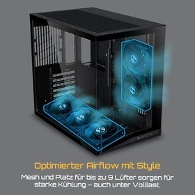 Resim Lian Li O11 Dynamic Mini V2 Flow Bilgisayar Kasası Siyah | Kompakt ATX Orta Boy Kasa, İki Bölmeli Tasarım, Temperli Cam ve Modüler Yapı - 5 Fan Önceden Kurulmuş 