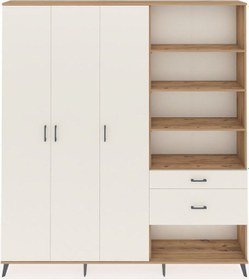 Resim Arges Dolap 16 Raflı 2 Çekmeceli 3 Kapaklı 220x30x243 Çam-aytaşı/aytaşı Aytası/aytası 