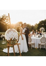 Resim Düğün-nişan- Misafir Hatıra Anı Kutusu-defteri Gold Yuvarlak 50 Cm Çapında Şeffaf Pleksi Şövale Ve Kalem Hediyeli 