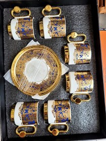 Resim Winterbach 6 Kişilik 12 Parça Kahve Fincan Seti - Altın ve Mavi Zarafeti 