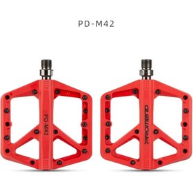 Resim motosergen Promend Renkli Platform Pedal MTB Freeride Kaymaz Rulmanlı Plastik Pedal Ultra Hafif Kırmızı Renk 