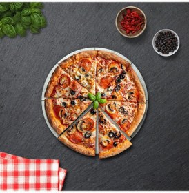 Resim Decorita Mottolu Pizza Servis Tabağı|Taş Görünüm|Çap 32 CM 