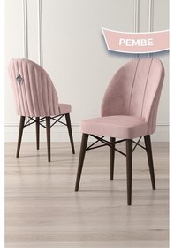 Resim Canisa Ritim Serisi 6 Adet Pembe Sandalye 1.sınıf Babyface Ithal Kumaş Ceviz Gürgen Ayak Gümüş Halkalı Sandalye Pembe Ayaklar Ceviz 