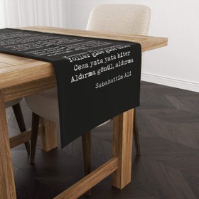 Resim Mapushane Türküsü Siyah - Şiir Runner Örtü - 50 cm x 175 cm 