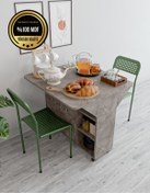 Resim RAFİNERİ Yemek Masası Katlanabilir Dolaplı Raflı Tekerlekli Mdf Çok Amaçlı 