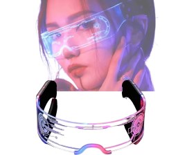 Resim No35 Aydınlatmalı LED Parti Gözlüğü Çok Renkli Modlu Cyberpunk Tasarım 