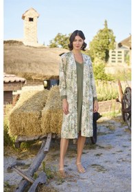 Resim Monamise Kadın Etnik Desenli Ve Dantelli Sabahlık Takımı 24066-yeşil Yeşil 