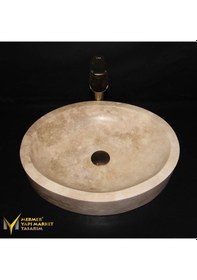 Resim Traverten Oval Tasarım Lavabo 