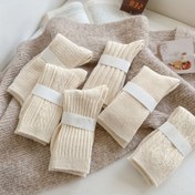 Resim 5'li Paket Rahat Sıcak Kadın Orta-Bilek Çorapları - Kalın Sıcak Kış Çorapları, Esnek Manşet, Makinede Yıkanabilir, Düz Renkli Çizgili Tasarım, Dış Mekan Rahat Giyim, Rahat Çoraplar, Kış Ayakkabıları, Basit Çorap Tasarımı, Dayanıklı Çorap Malzemesi 