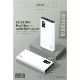 Resim Jopus 10000MAH Powerbank Pd 22,5W Hızlı Şarj - Dijital Ekranlı - Taşınabilir Şarj Cihazı - JP-P12 