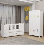 Resim Melina Bebek Odası Yıldız 3 Kapaklı Dolap - Uykucu Beyaz 