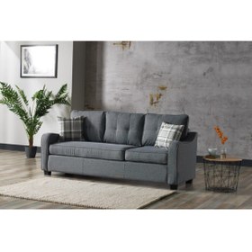 Resim Meşe Home Plus Kılıflı Torba Yaylı Keten Kumaş Fonksiyonel Üçlü Kanepe Koltuk Gri 