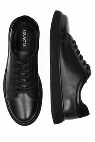 Resim ALTA GRACIA Erkek Siyah Sneakers Hakiki Deri Ayakkabı Rahat Tabanlı Günlük Ofis Ortopedik Kaymaz Okul Casual Şık 