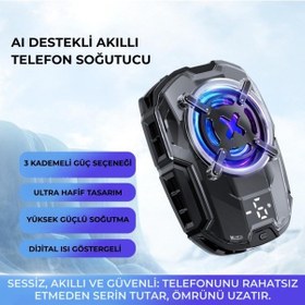 Resim Coofbe Dijital Göstergeli Turbo Fan Işıklı Klipsli 27w Telefon Soğutucu Radyatör Tüm Telefonlara Uyumlu 