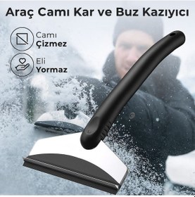Resim Polham 25cm Ergonomik Araç Camı Kar Kazıyıcı, Çizik Yapmaz, Eli Yormaz Pratik Kar Ve Buz Kazıyıcı Siyah 