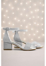 Resim Lilo Simli Gümüş Tek Bantlı Kız Çocuk Topuklu Abiye Ayakkabı Gümüş 