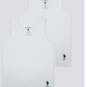 Resim U.S. Polo Assn Solid White Beyaz Erkek Çocuk 2'li Atlet Beyaz 
