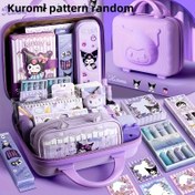 Resim Sanrio Kuromi Kırtasiye Seti - Mor Öğrenci Hediye Kutusu, Defter, Kalem, Kurşun Kalem, Cetvel ve Daha Fazlası İçeren Tam Çalışma Malzemeleri Seti ile Rastgele Kuromi Tasarımı 