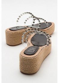 Resim Luvishoes Marje Siyah Taşlı Kadın Dolgu Taban Terlik Siyah 