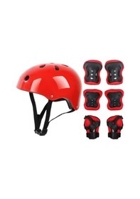 Resim Suntek Çocuk Bisiklet Bilek Dirsek Diz Koruyucu Pedler Kask Kırmızı - M Kırmızı 