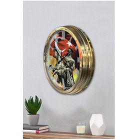 Resim Altın Gold Rengi Atatürk Salon Ofis Duvar Saati 40 Cm Metal (532128959) 