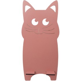 Resim Be Cat Sevimli Kedi Cep Telefonu Tutucu & Telefon Standı Sevimli Kedi Model Ahşap Telefon Sabitleyici 