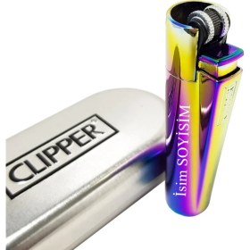 Resim CLİPPER Kişiye Özel Çakmak Gazlı (Gökkuşağı) 