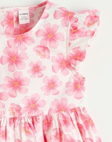 Resim Bisiklet Yaka Kız Çocuk Poplin Elbise Pembe Baskılı 