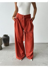 Resim Ge Ticaret Palazzo Pantolon Kumaş Kemer Detaylı - Kiremit Kiremit 