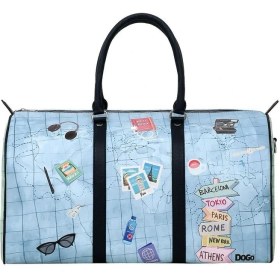 Resim Dogo Unisex Vegan Deri Mavi Seyahat Çantası - Ready To Travel Tasarım 
