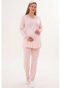 Resim Mecit Pijama Mecit 5808 Kadın Hamile Lohusa Pijama Takımı Pudra 